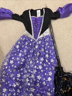 Target Purple and Silver Star Witch Costume with Broom